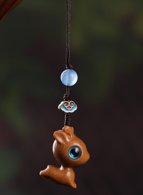 卡通可爱芭比檀香木一鹿平安挂件绿檀钥匙扣跳跃鹿手机链创意挂饰