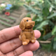 生肖文玩工艺品绿檀木雕刻小狗手把件可爱木作宠物狗小摆件呆萌