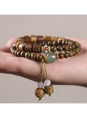 古风绿檀文艺双圈手链
