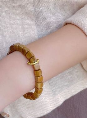 绿檀方块珠跑环设计手串