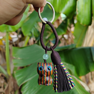 实木雕刻可爱小猫咪吊坠男女随身钥匙扣背包挂绳文玩挂饰工艺品