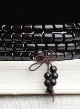 紫光檀高密手串实木木质桶珠文玩黑檀木手链饰品男女佛珠念珠配饰