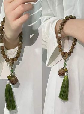 绿檀搭配水仙花莲花香囊流苏手持