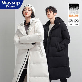 WASSUP PALM羽绒服男女款2025新冬季情侣潮流加厚中长款连帽外套