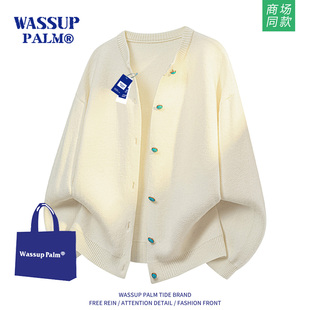 秋冬慵懒风宽松休闲开衫 2025新款 外套 PALM针织毛衣男女款 WASSUP