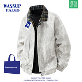 春秋潮牌港风休闲宽松扎染飞行夹克 2026新款 WASSUP PALM外套男款