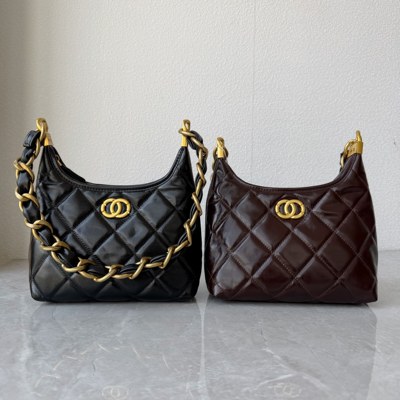 头层油蜡牛皮小众高级质感腋下包真皮菱格链条包小香风百搭斜跨包