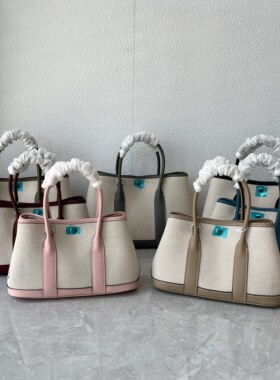 高品质头层牛皮配布花园包女士欧美时尚手提包真皮子母单肩斜跨包