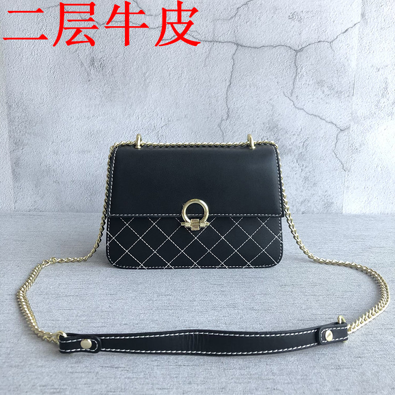 商场撤柜剪标大牌同款外贸余单尾货真皮小方包时尚百搭单肩斜挎包
