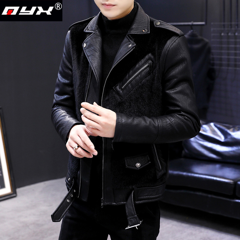 机车服夹克冬季加厚帅气男士皮衣