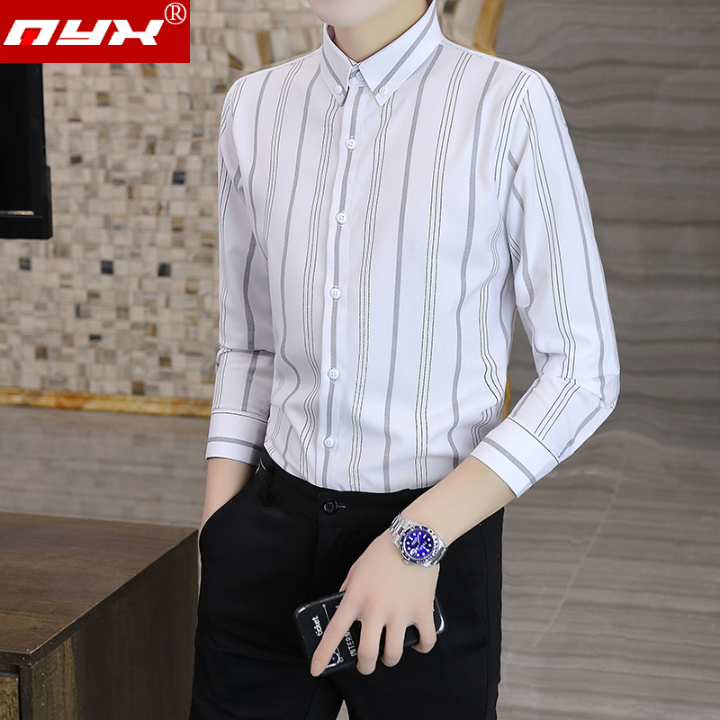 条纹衬衫高端轻奢秋季潮流休闲