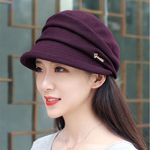 鸭舌帽 卷边短檐字母贝雷帽褶皱百搭南瓜帽日系时尚 帽子女秋季 韩版