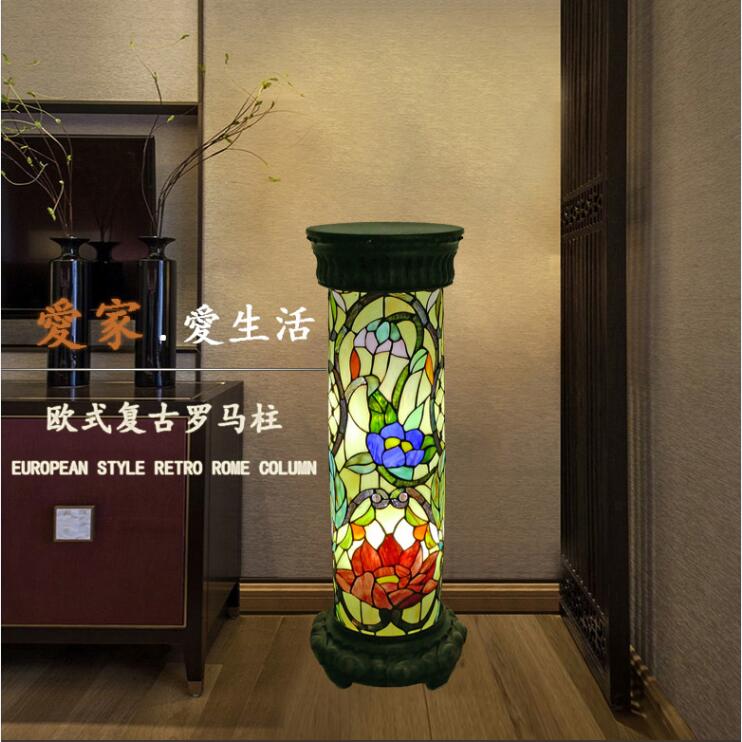 华豪地中海罗马柱灯电话台欧式复古玫瑰卧室客厅书房装饰落地灯