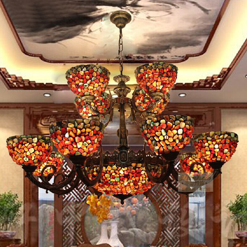华豪多层欧式玛瑙玉石酒吧吊灯复式楼梯灯别墅大型客厅别墅工程灯