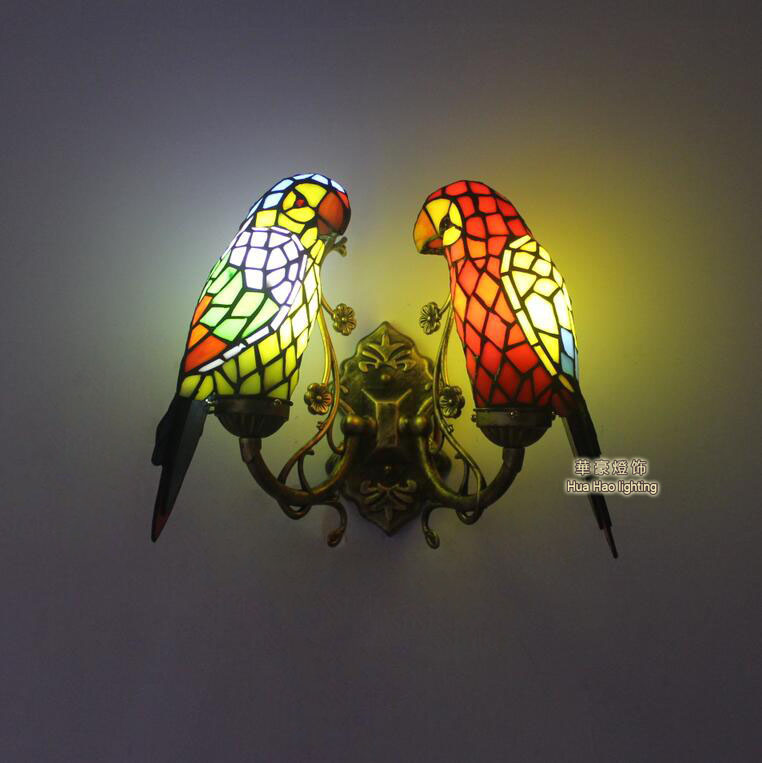 田园餐厅酒吧会所玄关壁灯欧式别墅过道阳台灯地中海床头鹦鹉壁灯