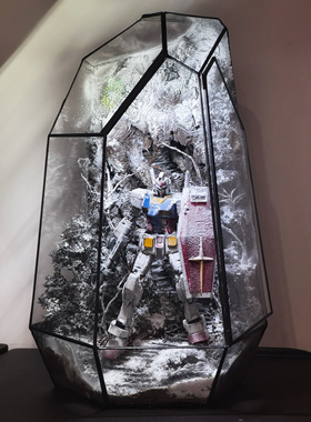 镜花水月高达模型元祖自由独角兽能天使MG100旧化战损场景成品