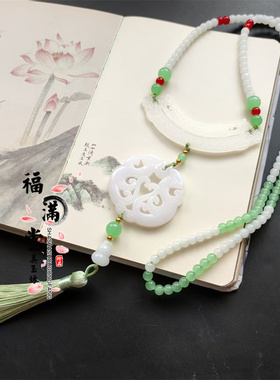 都灵仿玉璜同款复原古装造型配饰秦汉战国仿绿松璎珞汉服玉衡项链