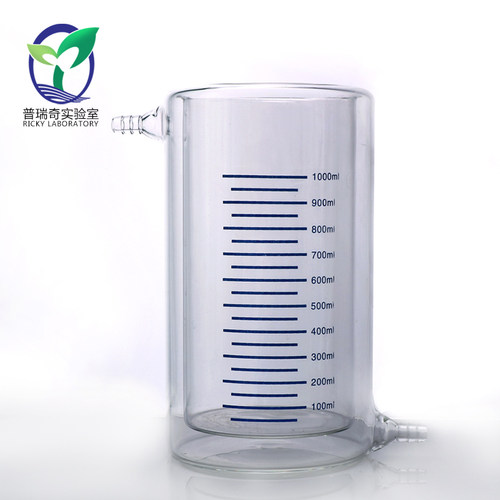 包邮 夹套双层烧杯 高硼硅料透明玻璃光催化反应器 厚壁带刻度 50 100 150 200 300 500 1000 2000 5000ml