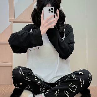 2025大头猫春秋睡衣纯棉少女可爱长裤 长袖 圆领舒适宽松家居服套装