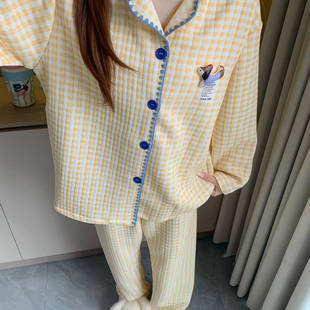 新款冬季格纹腊肠狗少女睡衣可爱保暖空气棉可外穿甜美居家服套装