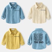 外穿 衬衣休闲中小儿童宝宝翻领加厚纯棉小外套衬衫 男童春秋季 长袖