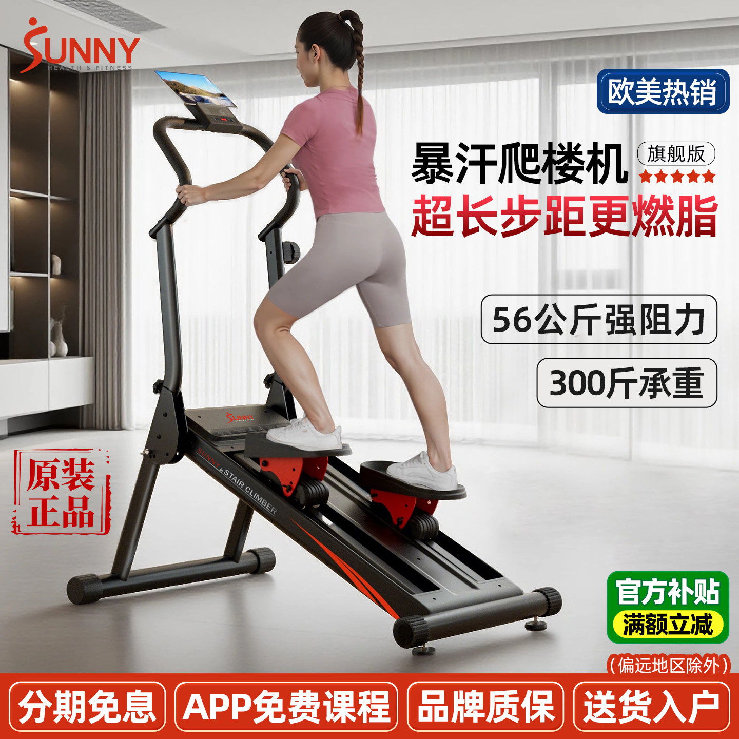 美国SUNNY暴汗爬楼机居家登山踏步机燃脂健身器材家用减肥瘦腿