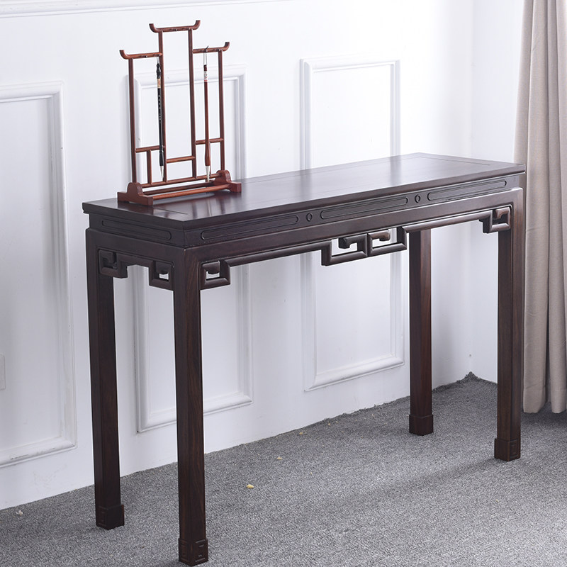 红木家具条案平头案非洲黑檀木长条供桌案台新中式实木玄关桌条几