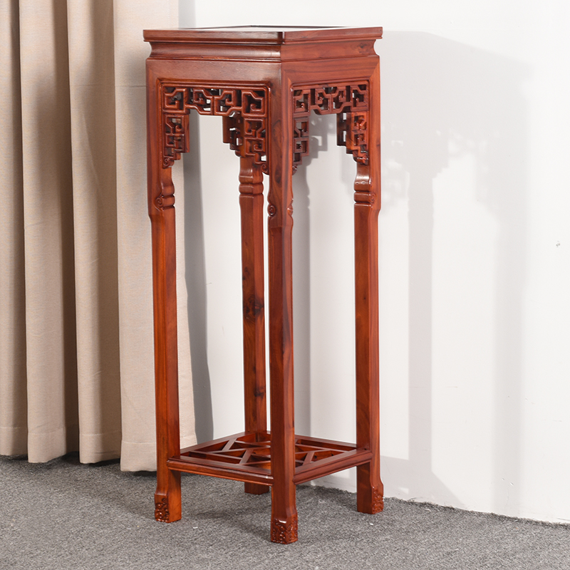 实木质花架非洲酸枝古典客厅奇石简约中式置物架花盆地面室内架子