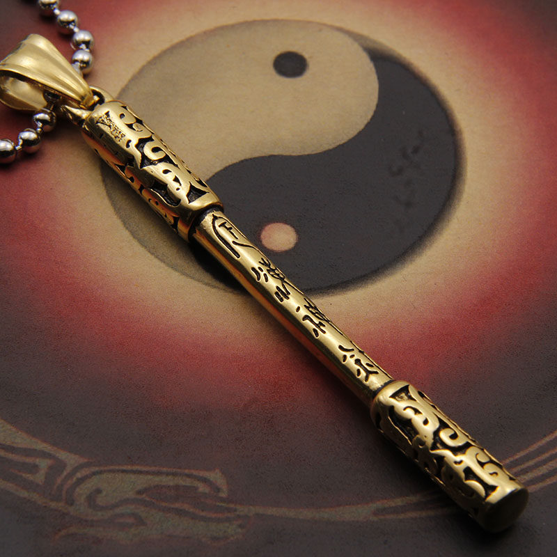 定海神针如意金箍棒吊坠道家原创设计玄学文化项链情侣金银色钛钢
