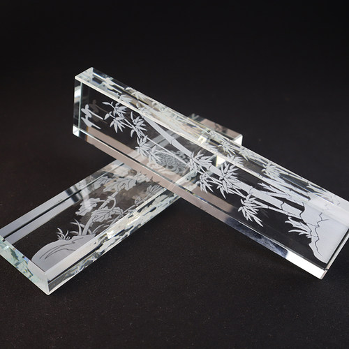 水晶镇纸定制激光雕刻梅兰竹菊