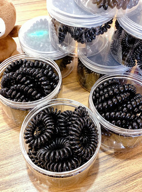 电话线发圈女简约发饰扎头电话圈无痕头绳皮筋黑色细发圈网红发绳