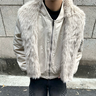 大围脖座山雕可拆毛领飞行夹克棉衣男冬季 美式 宽松外套 ONG FLAME