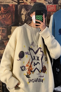 印花图案毛衣潮牌打底衫B342-MY001-P55控78图片