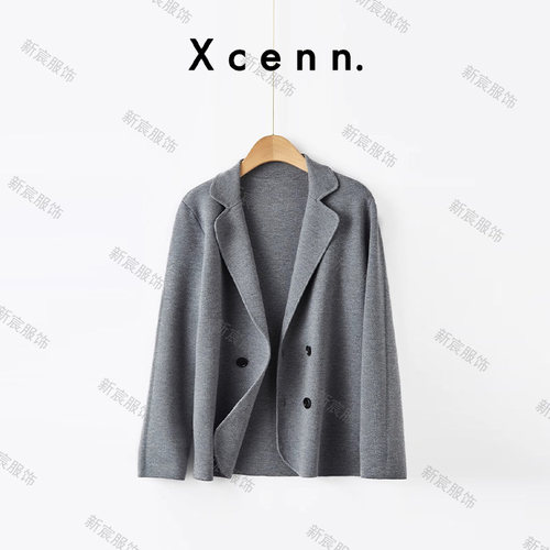 【新宸Xcenn】秋季纯色气质显瘦西装领羊绒上衣外套 XF0A24267