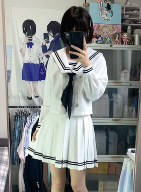 空之境JK琴键学院风制服水手服套装长袖校供感原创日系百褶裙春秋