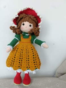 手工成品钩织毛线DIY钩针编织可爱女孩摆件针织娃娃