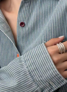 甄媛银饰女纯银简约戒指