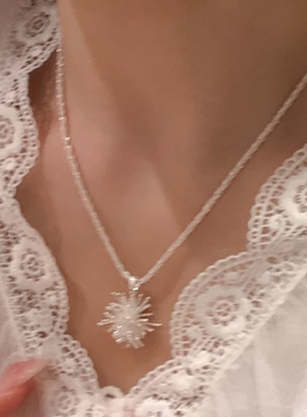 甄媛银饰韩版烟花吊坠项链女