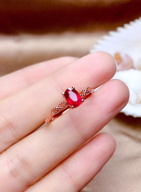 甄媛银饰玫瑰白色彩宝开口戒指女