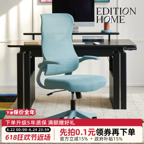 奥兰多人体工学椅家用极简办公椅书房久坐靠背椅子可升降带轮转椅