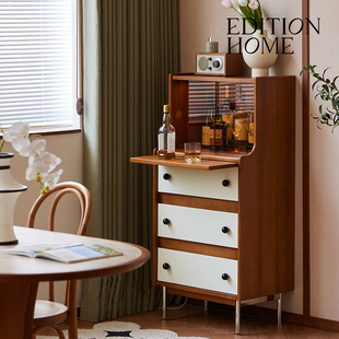 客厅靠墙展示柜收纳柜家用简约边柜 慕白酒柜北欧实木酒柜2025新款