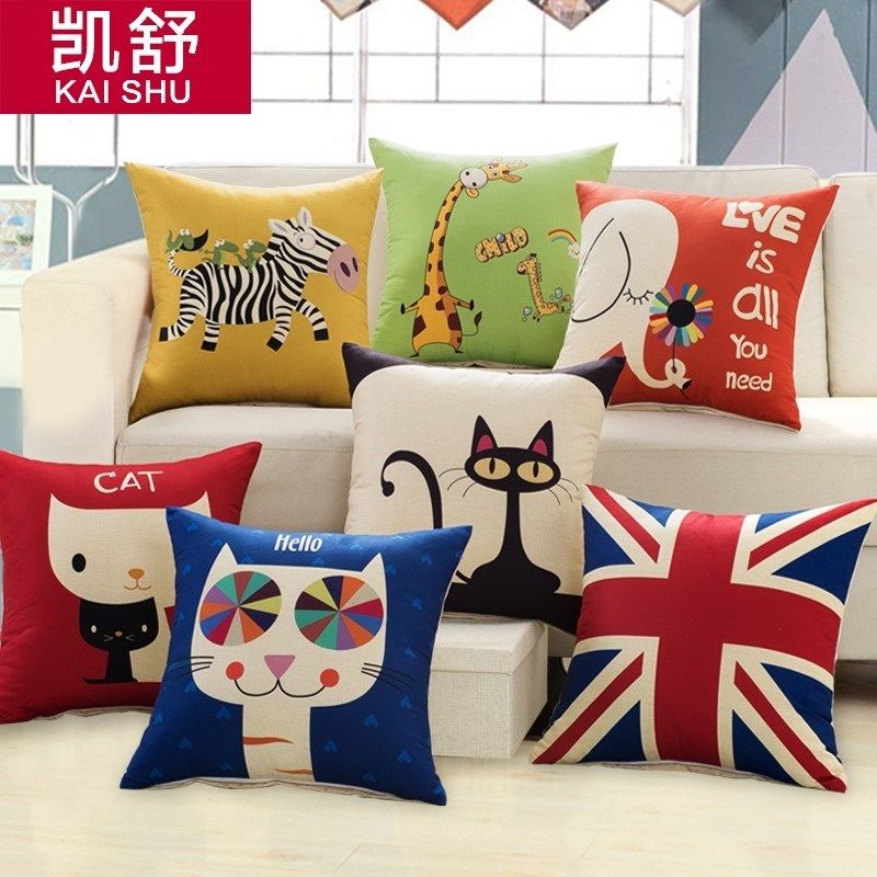 沙發亞麻抱枕套不含芯靠墊套/卡通枕套汽車靠墊45x45布藝50x50在類目 居家布藝, 靠墊/抱枕中 - 來自Buy2taobao.com提供專業的淘寶代購服務
