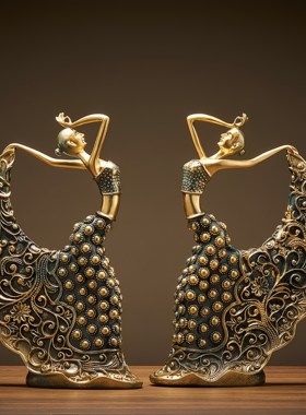 现代轻奢风高档客厅电视柜酒柜跳舞女孩桌面装饰工艺品摆件高级感