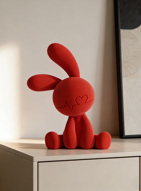 坐姿兔子红色摆件客厅玄关酒柜电视柜背景小众高级感家居软装饰品