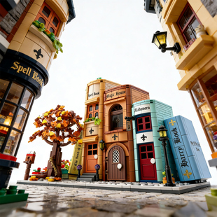 哈利波特魔法书档积木书屋街景别墅模型拼装玩具拼插礼物桌面摆件