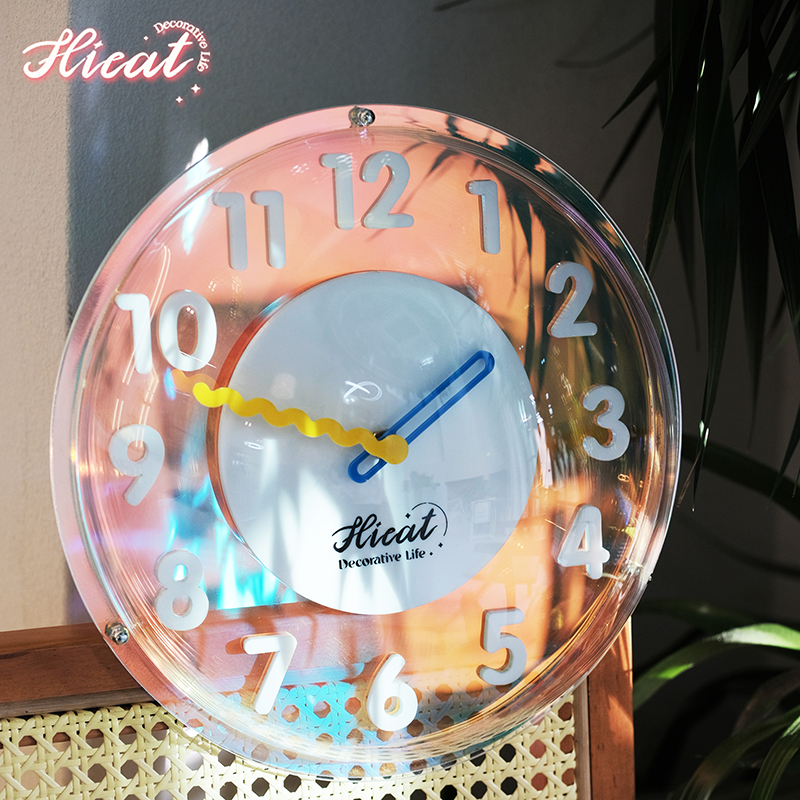 Hicat 北欧创意炫彩钟表挂钟客厅家用泡泡钟镭射网红轻奢个性时钟