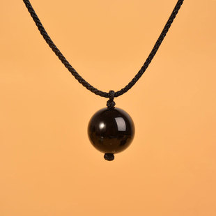 不掉色黑玛瑙吊坠女项链挂坠黑绳锁骨链高级感单坠珠子夏季简约