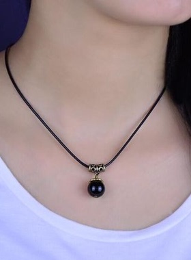 项链黑绳简约清新锁骨链吊坠单坠