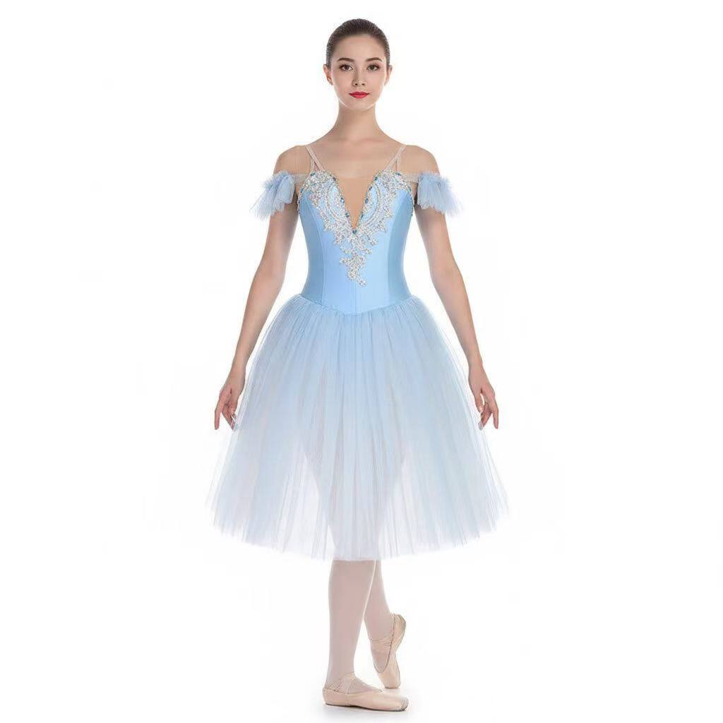 儿童专业芭蕾舞长裙女童现代舞软纱蓬蓬裙小天鹅吊带合唱舞蹈服装