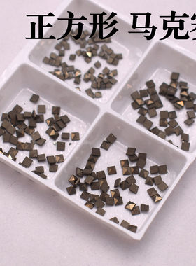 2x2mm天然铁矿石正方形古铜色填充马赛克平底泰银色补钻宝石裸石